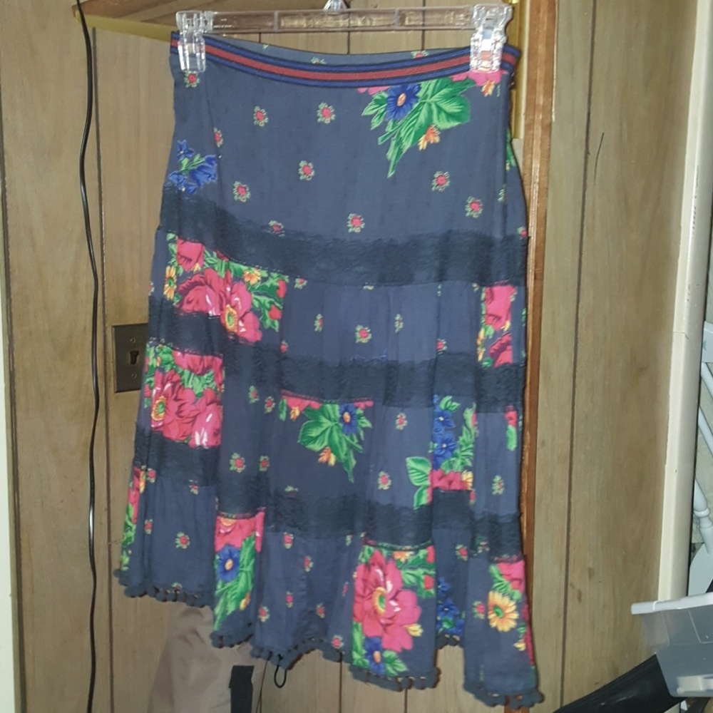 mid length beautiful free people tiered skirt